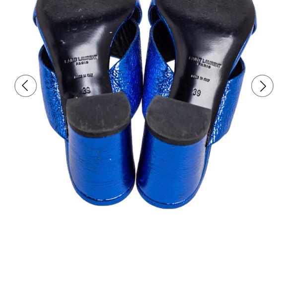 Like New Saint Laurent Blue Leather LouLou Slide Sandals Size 39 - Picture 4 of 4